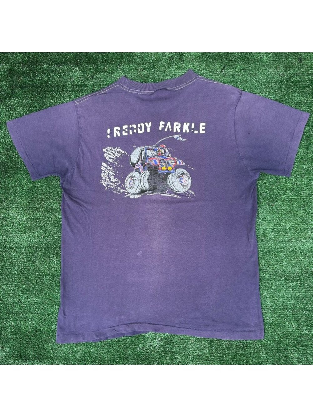 Vintage 70s Monster Truck 4x4 T-Shirt Navy M Single Stitch Faded Grunge Offroad